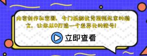 内容创作私密圈,专门拆解优秀视频起家的瀚文,让你从0打造一个差异化的账号!-阳知网创资源库