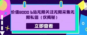 价值8000 b站无限关注无限采集无限私信(仅揭秘)-阳知网创资源库