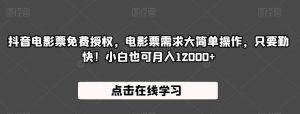 抖音电影票免费授权,电影票需求大简单操作,只要勤快!小白也可月入12000+【揭秘】-阳知网创资源库