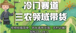 冷门赛道三农领域带货，视频拍摄简单，转化高带货强，农村必做！【揭秘】-阳知网创资源库