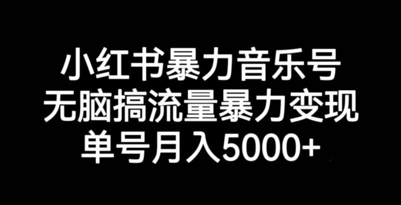 小红书暴力音乐号，无脑搞流量暴力变现，单号月入5000+-阳知网创资源库