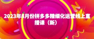 2023年8月份拼多多精细化运营线上直播课(新)-阳知网创资源库