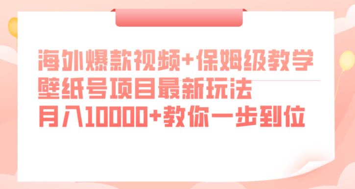 海外爆款视频+保姆级教学，壁纸号项目最新玩法，月入10000+教你一步到位【揭秘】-阳知网创资源库