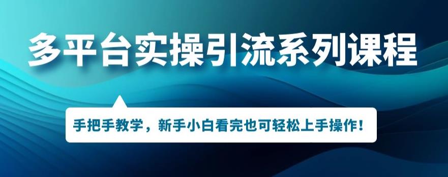 多平台引流实操系列课程,新手小白看完也可轻松上手进行引流操作-阳知网创资源库