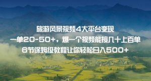旅游风景视频4大平台变现单20-50+,爆一个视频能接几十上百单6节保姆级教程让你轻松日入500+-阳知网创资源库