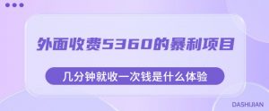外面收费5360的暴利项目,几分钟就收一次钱是什么体验,附素材【揭秘】-阳知网创资源库