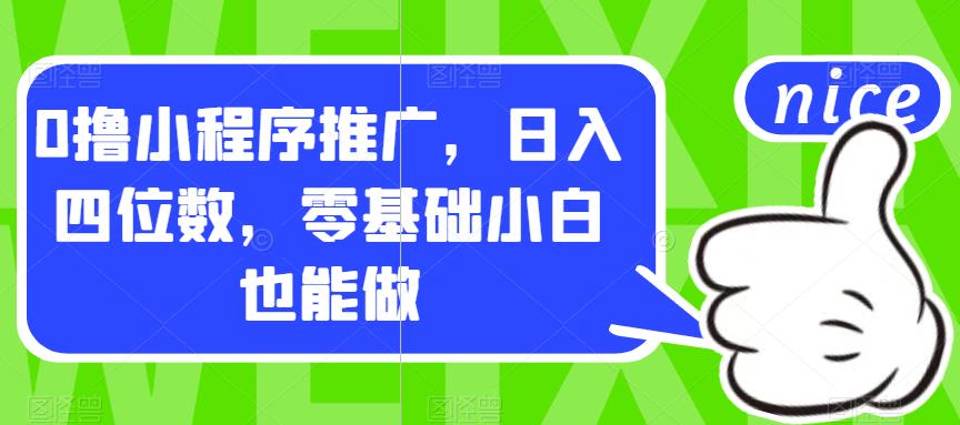 0撸小程序推广,日入四位数,零基础小白也能做【揭秘】-阳知网创资源库