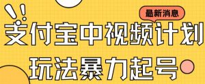 支付宝中视频玩法暴力起号影视起号有播放即可获得收益(带素材)-阳知网创资源库