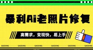 《最新暴利Ai老照片修复》小白易上手,操作相当简单,月入千轻轻松松【揭秘】-阳知网创资源库