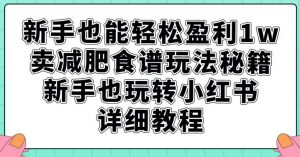 新手也能轻松盈利1w，卖减肥食谱玩法秘籍，新手也玩转小红书详细教程【揭秘】-阳知网创资源库