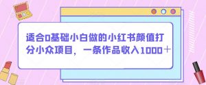 适合0基础小白做的小红书颜值打分小众项目,一条作品收入1000+【揭秘】-阳知网创资源库