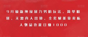 9月最新纯绿暴力男粉玩法,简单粗暴,无需真人出镜,全套赋能靠卖私人物品也能日赚1000-阳知网创资源库