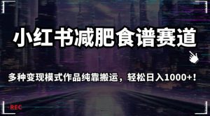 小红书减肥食谱赛道，多种变现模式作品纯靠搬运，轻松日入1000+！【揭秘】-阳知网创资源库