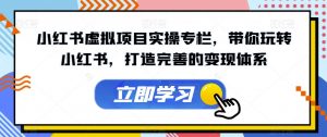 小红书虚拟项目实操专栏，带你玩转小红书，打造完善的变现体系-阳知网创资源库