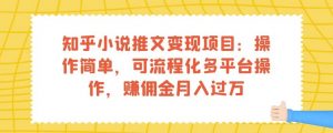 知乎小说推文变现项目:操作简单,可流程化多平台操作,赚佣金月入过万-阳知网创资源库