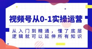 视频号从0-1实操运营,从入门到精通,懂了底层逻辑就可以延伸所有知识-阳知网创资源库