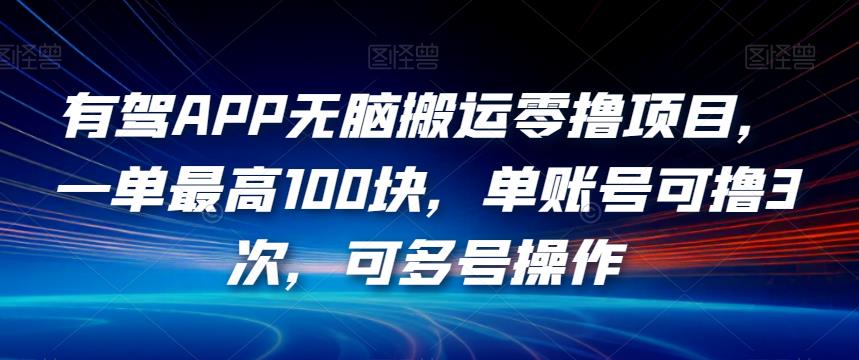 有驾APP无脑搬运零撸项目,一单最高100块,单账号可撸3次,可多号操作【揭秘】-阳知网创资源库