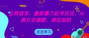 全网首发，最新暴力起号玩法，AI美女会唱歌，疯狂涨粉【揭秘】-阳知网创资源库