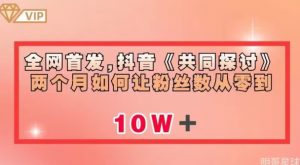 全网首发，抖音《共同探讨》两个月如何让粉丝数从零到10w【揭秘】-阳知网创资源库