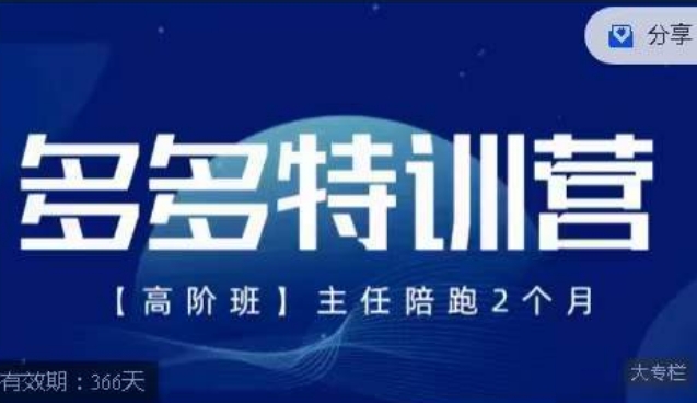 纪主任·多多特训营高阶班【9月13日更新】,拼多多最新玩法技巧落地实操-阳知网创资源库