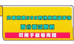 外面收费599的视频搬运手法,百分百过原创,可用起号变现【揭秘】-阳知网创资源库