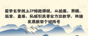 国学玄学线上IP陪跑课程,从拍摄、剪辑、运营、直播、私域引流等全方位教学,快速发展数百个矩阵号-阳知网创资源库