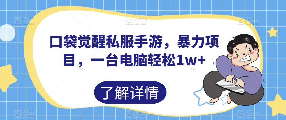 口袋觉醒私服手游,暴力项目,一台电脑轻松1w+【揭秘】-阳知网创资源库