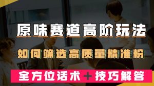 短视频原味赛道高阶玩法，如何筛选高质量精准粉？全方位话术＋技巧解答【揭秘】-阳知网创资源库