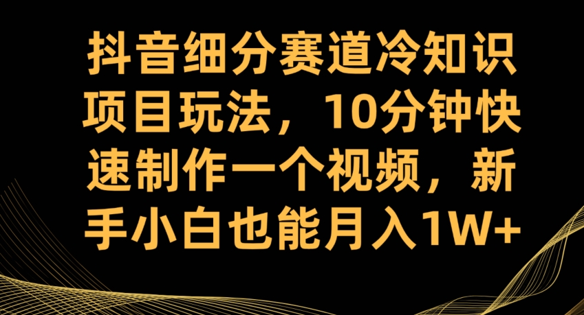 抖音细分赛道冷知识项目玩法，10分钟快速制作一个视频，新手小白也能月入1W+【揭秘】-阳知网创资源库