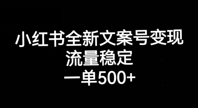 小红书全新文案号变现，流量稳定，一单收入500+-阳知网创资源库