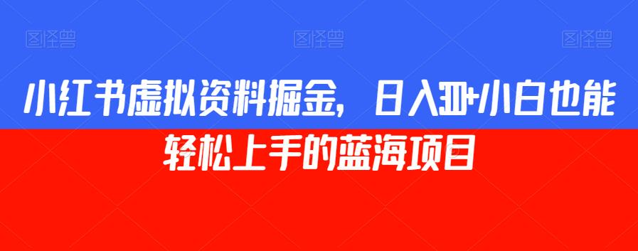 小红书虚拟资料掘金,日入300+小白也能轻松上手的蓝海项目【揭秘】-阳知网创资源库