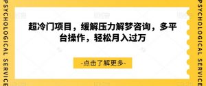 超冷门项目，缓解压力解梦咨询，多平台操作，轻松月入过万【揭秘】-阳知网创资源库