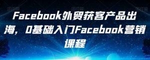 Facebook外贸获客产品出海,0基础入门Facebook营销课程-阳知网创资源库
