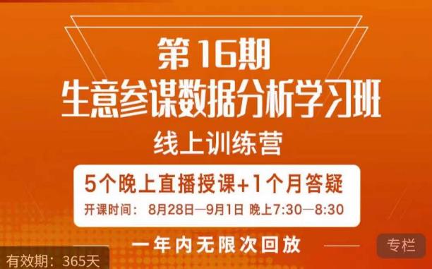 宁静·生意参谋数据分析学习班,解决商家4大痛点,学会分析数据,打造爆款!-阳知网创资源库