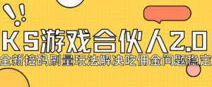 快手游戏合伙人最新刷量2.0玩法解决吃佣问题稳定跑一天150-200接码无限操作-阳知网创资源库