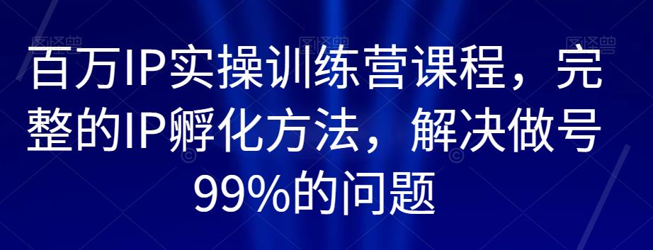 百万IP实操训练营课程,完整的IP孵化方法,解决做号99%的问题-阳知网创资源库