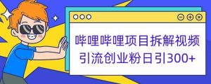 哔哩哔哩项目拆解引流创业粉日引300+小白可轻松上手【揭秘】-阳知网创资源库