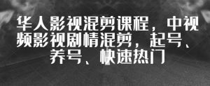 华人影视混剪课程,中视频影视剧情混剪,起号、养号、快速热门-阳知网创资源库