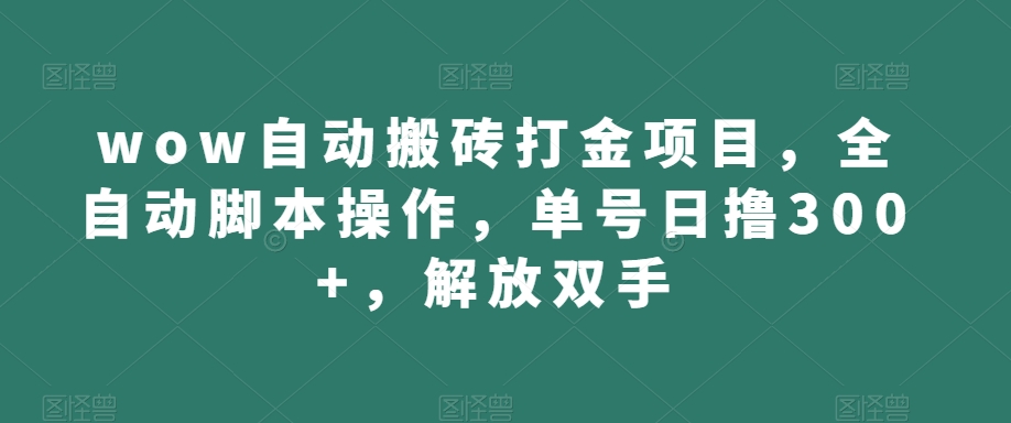 wow自动搬砖打金项目,全自动脚本操作,单号日撸300+,解放双手【揭秘】-阳知网创资源库