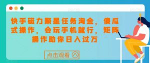 快手磁力聚星任务淘金,傻瓜式操作,会玩手机就行,矩阵操作助你日入过万-阳知网创资源库