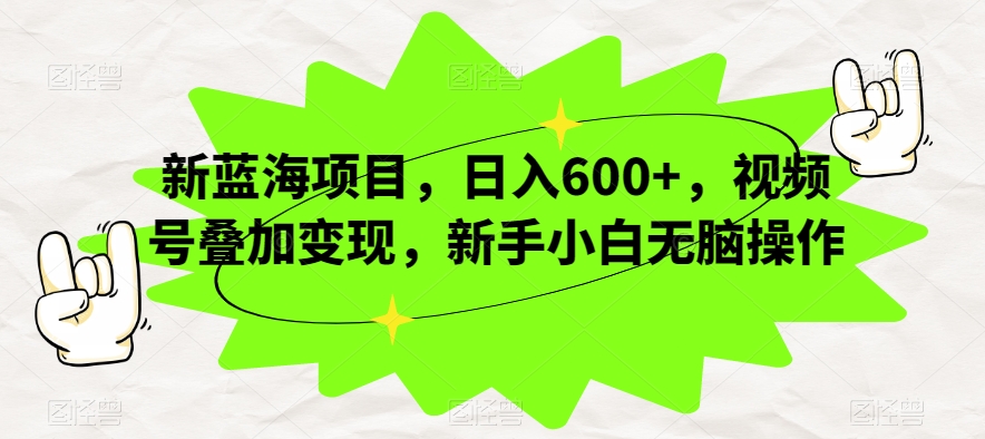 新蓝海项目,日入600+,视频号叠加变现,新手小白无脑操作【揭秘】-阳知网创资源库