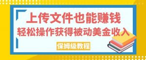 上传文件也能赚钱,轻松操作获得被动美金收入,保姆级教程【揭秘】-阳知网创资源库