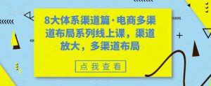8大体系渠道篇·电商多渠道布局系列线上课，渠道放大，多渠道布局-阳知网创资源库