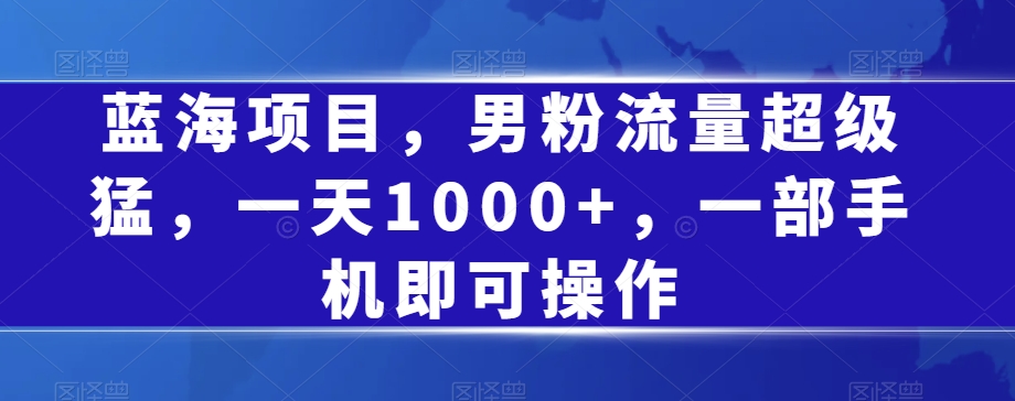 蓝海项目,男粉流量超级猛,一天1000+,一部手机即可操作【揭秘】-阳知网创资源库