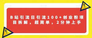 B站引流日引流100+创业粉项目拆解,超简单,2分钟上手【揭秘】-阳知网创资源库