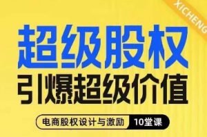 超级股权引爆超级价值,电商股权设计与激励10堂线上课-阳知网创资源库