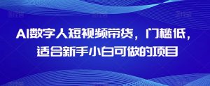 AI数字人短视频带货，门槛低，适合新手小白可做的项目-阳知网创资源库