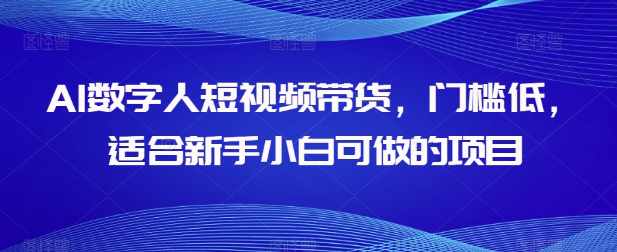 AI数字人短视频带货，门槛低，适合新手小白可做的项目-阳知网创资源库