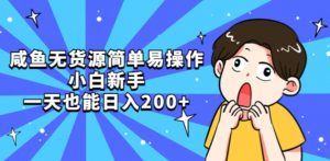 咸鱼无货源简单易操作小白新手一天也能日入200+【揭秘】-阳知网创资源库