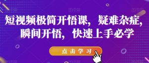 短视频极简开悟课,疑难杂症,瞬间开悟,快速上手必学-阳知网创资源库